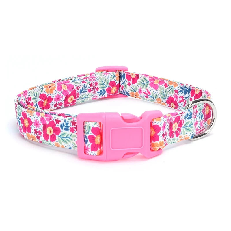 Adjustable Nylon Floral Print Pet Dog Collar