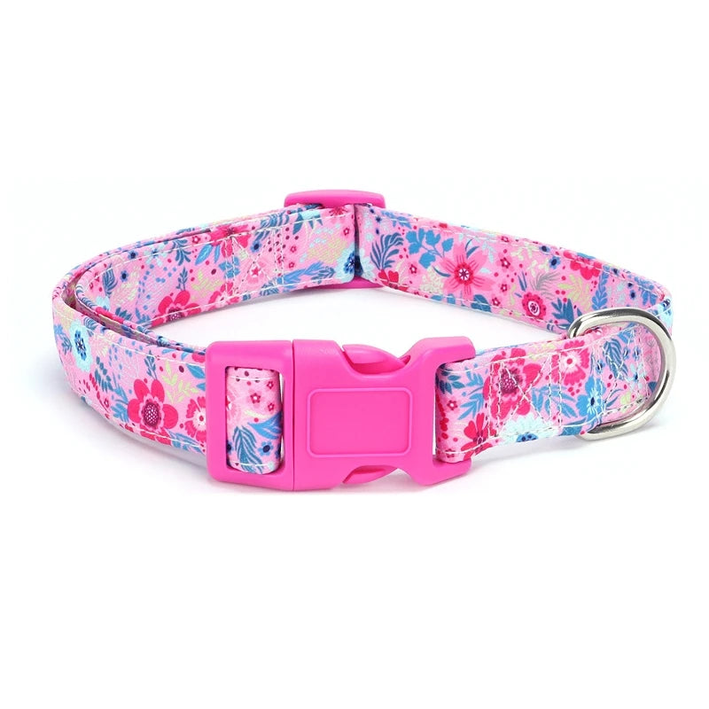 Adjustable Nylon Floral Print Pet Dog Collar