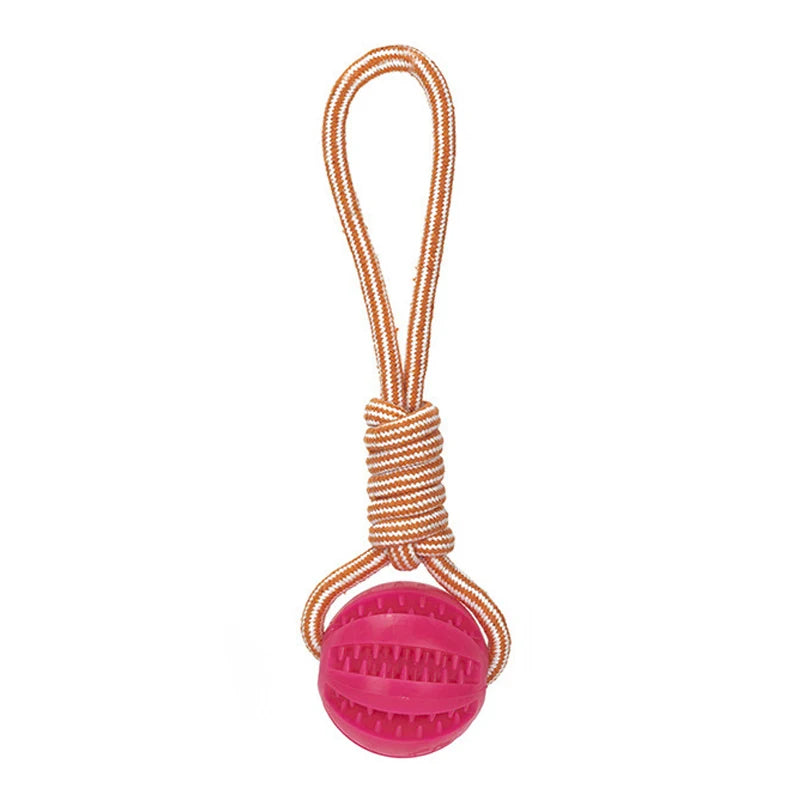 Pink - Rubber Pet Treat Balls with Rope