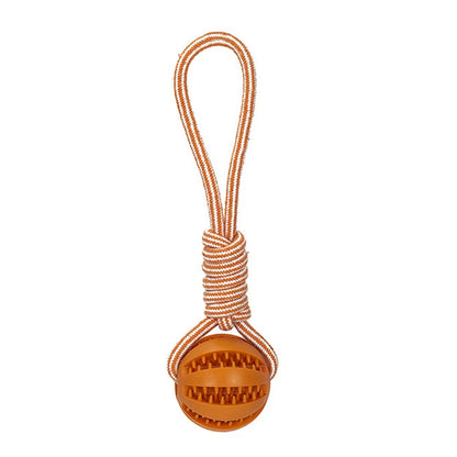 Orange - Rubber Pet Treat Balls with Rope