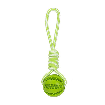 Green - Rubber Pet Treat Balls with Rope